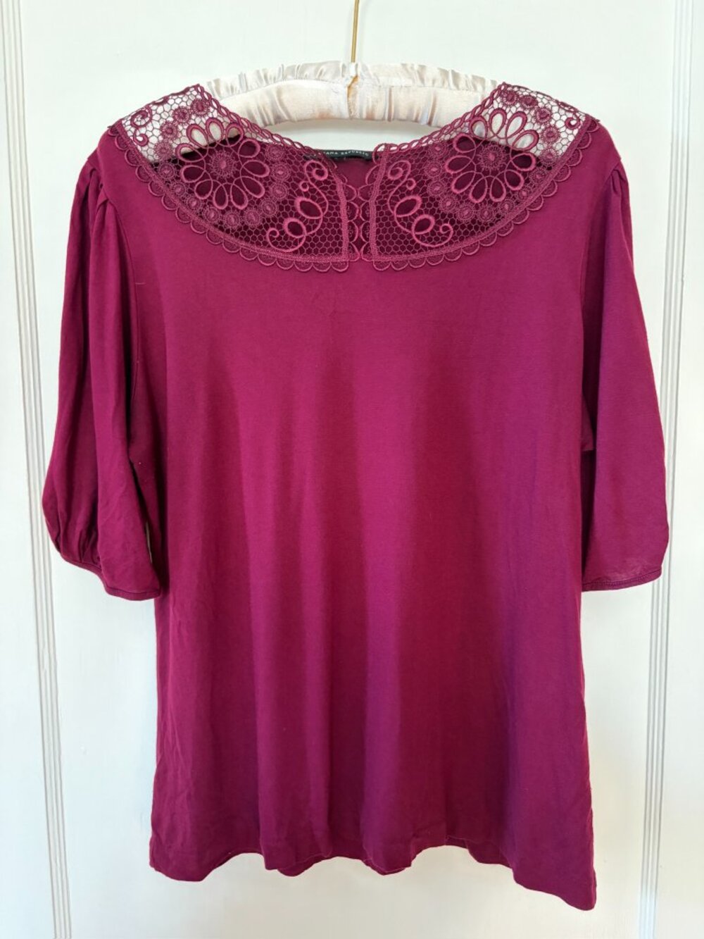 Banana Republic Purple Lace Collar Cotton Blend Top XL